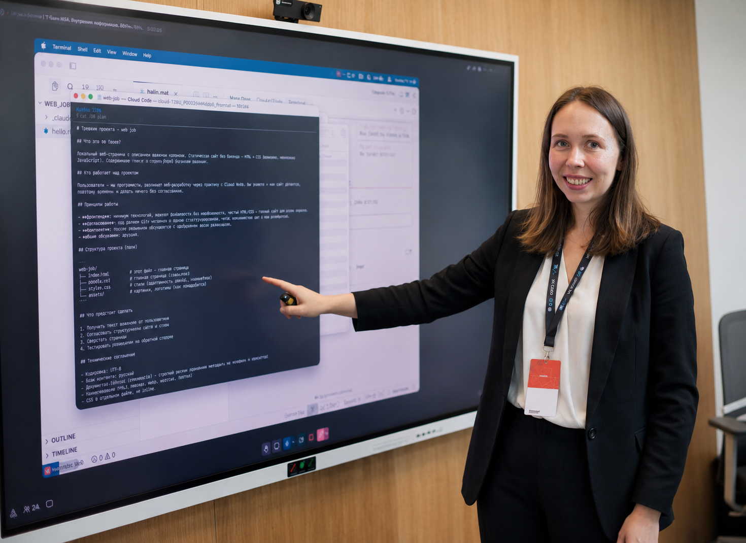 Nataliya Brovkina presenting a workflow on screen